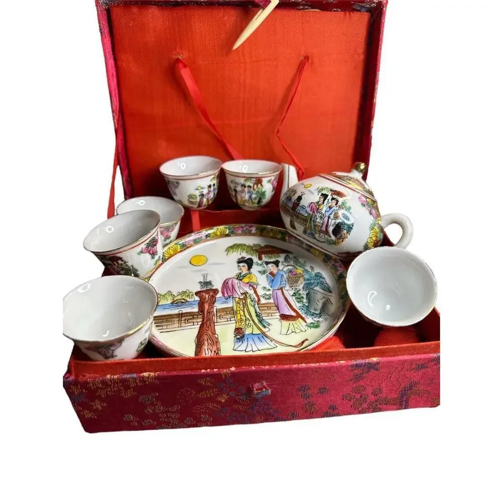Vintage Gorgeous mini Chinese porcelain tea party set - for child or adult to en
